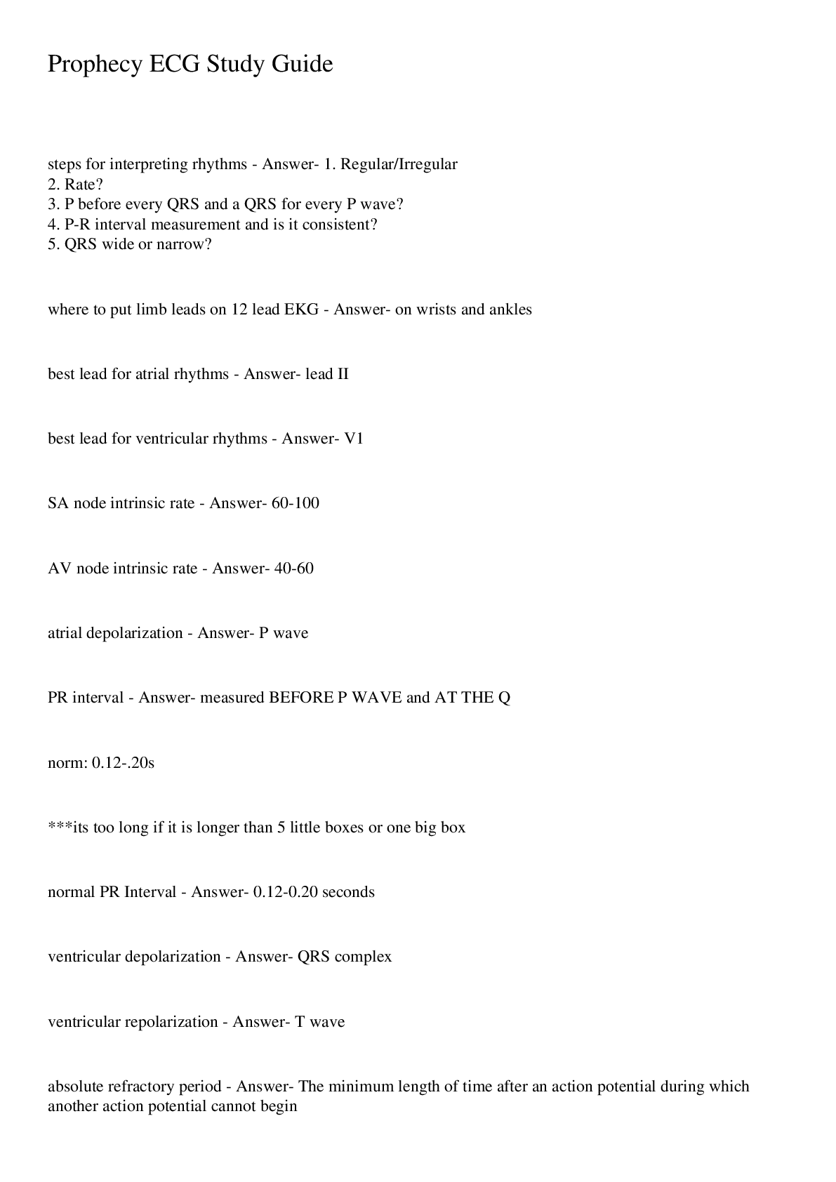 Preview image of Prophecy ECG Study Guide document